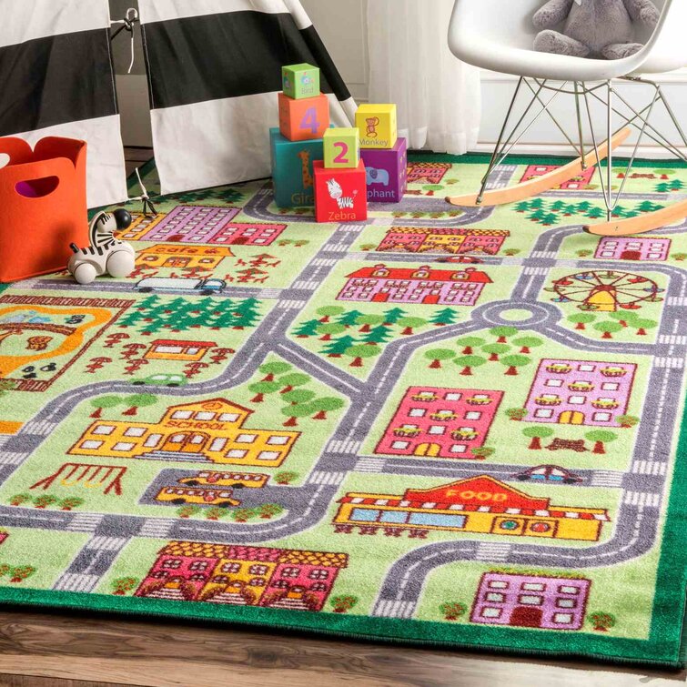 Rhoda Playroom City Neighborhood Kids Map City Area Rug